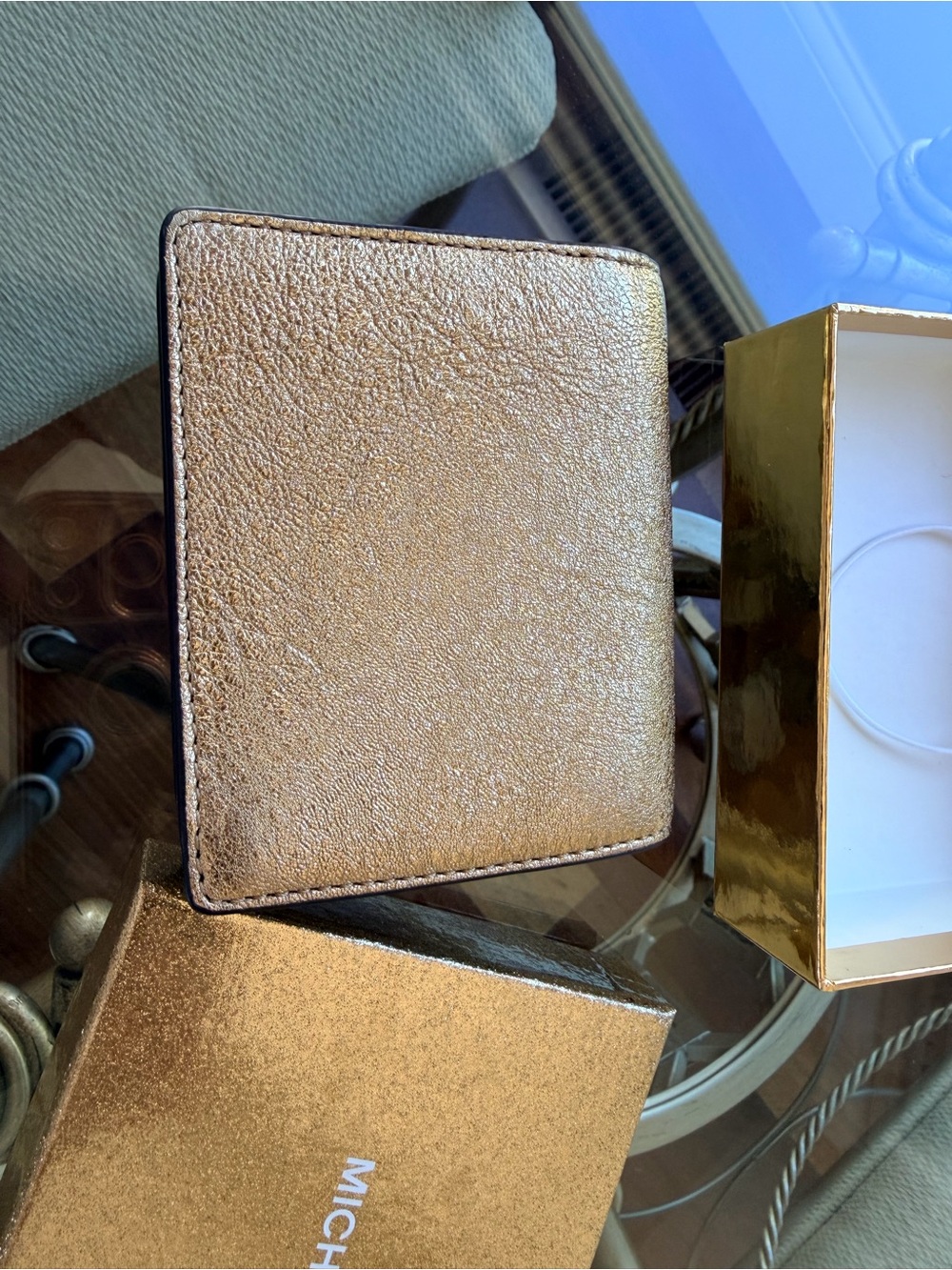 Michael Kors Shimmering Gold Card Wallet - Picture 4 of 6